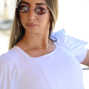 סט אלגנטי ונקי בגוון תכלת קלאסי שרוול קצר